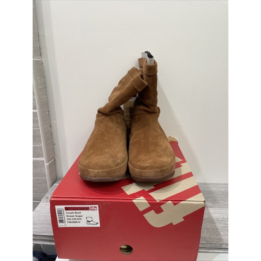 Fit flop crush‎ boot brown sugar Suede women's 9M Wobble Board NIB